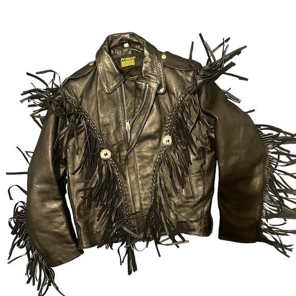 Vintage Protech Leather Apparel Black Biker Motorcycle Jacket Medium size 40 - Picture 14 of 16